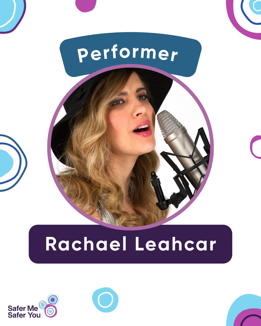 We are so excited to announce the next performers in our incredible Big Meeting line-up.
Bringing her dynamic range and explosive vocals to the stage is Rachael Leahcar, the ARIA charting songstress will perform a number of tunes, including Burning in the Light, which she wrote for the SMSY project.
There will be no afternoon dip at the meeting, ensuring the vibes stay upbeat, is Canberra’s leading all abilities, all attitude movers and groovers, the Xtreme Stars Dance Troupe.
Join the fun at the ANU on 23 June or watch online.
Tickets: SaferMeSaferYou.org.au
Tile 1: A white tile with pink, green, blue, and purple circles with a photo of Rachael Leahcar and text that reads “Performer. Rachael Leahcar”.
Tile 2: A white tile with blue, pink, green, and blue circles with a photo of the Xtreme Stars Dance Troupe with text that reads “Performer. Xtreme Stars Dance Troupe”.