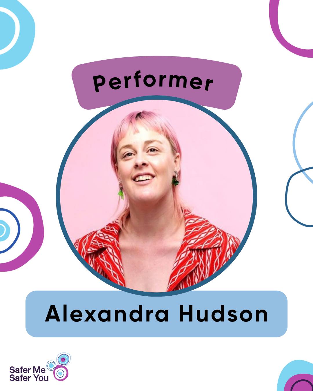 With just under a month until the Big Meeting, it is time to introduce some of the incredible talent that will be on our stage.
First up, fresh off the back of the Brisbane comedy festival, a master at turning discomfort into comedy, Alexandra Hudson will share musings and stories about her experiences as a disabled woman.
We also have the talented Danny Rumsey performing a classical selection on the Veeh Harp. Never playing music before, Danny was able to master the specially crafted instrument like a duck to water.
Tile 1: A white tile with pink, green, blue, and purple circles with a photo of Alexandra Hudson and text that reads “Performer. Alexandra Hudson”.
Tile 2: A white tile with blue, pink, green, and blue circles with a photo of Danny Rumsey with text that reads “Performer. Danny Rumsey”.